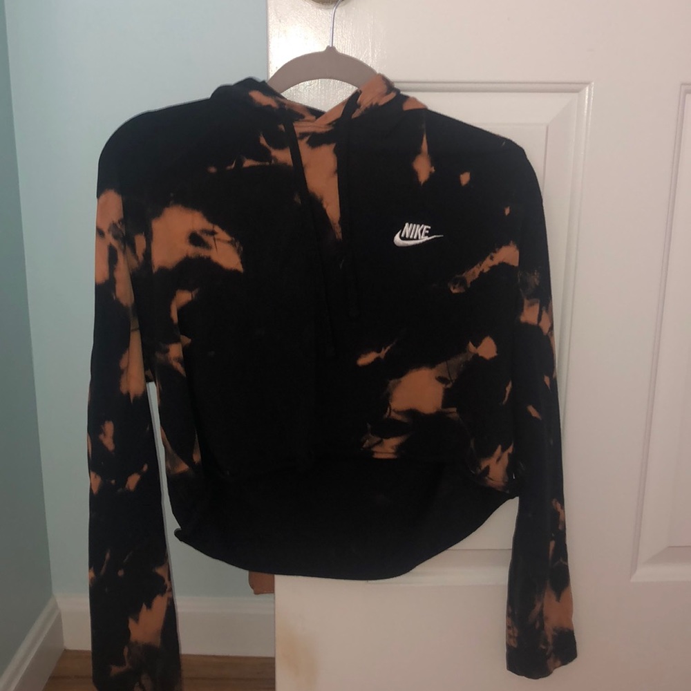 Bleach Tie-Dye Cropped Nike Sweatshirt